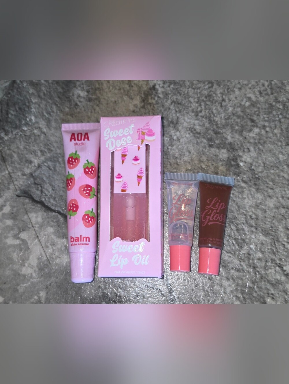 Beauty Creations Sweet Dose Lip Oil, Strawberry Lip Balm & Lip Gloss BNIB